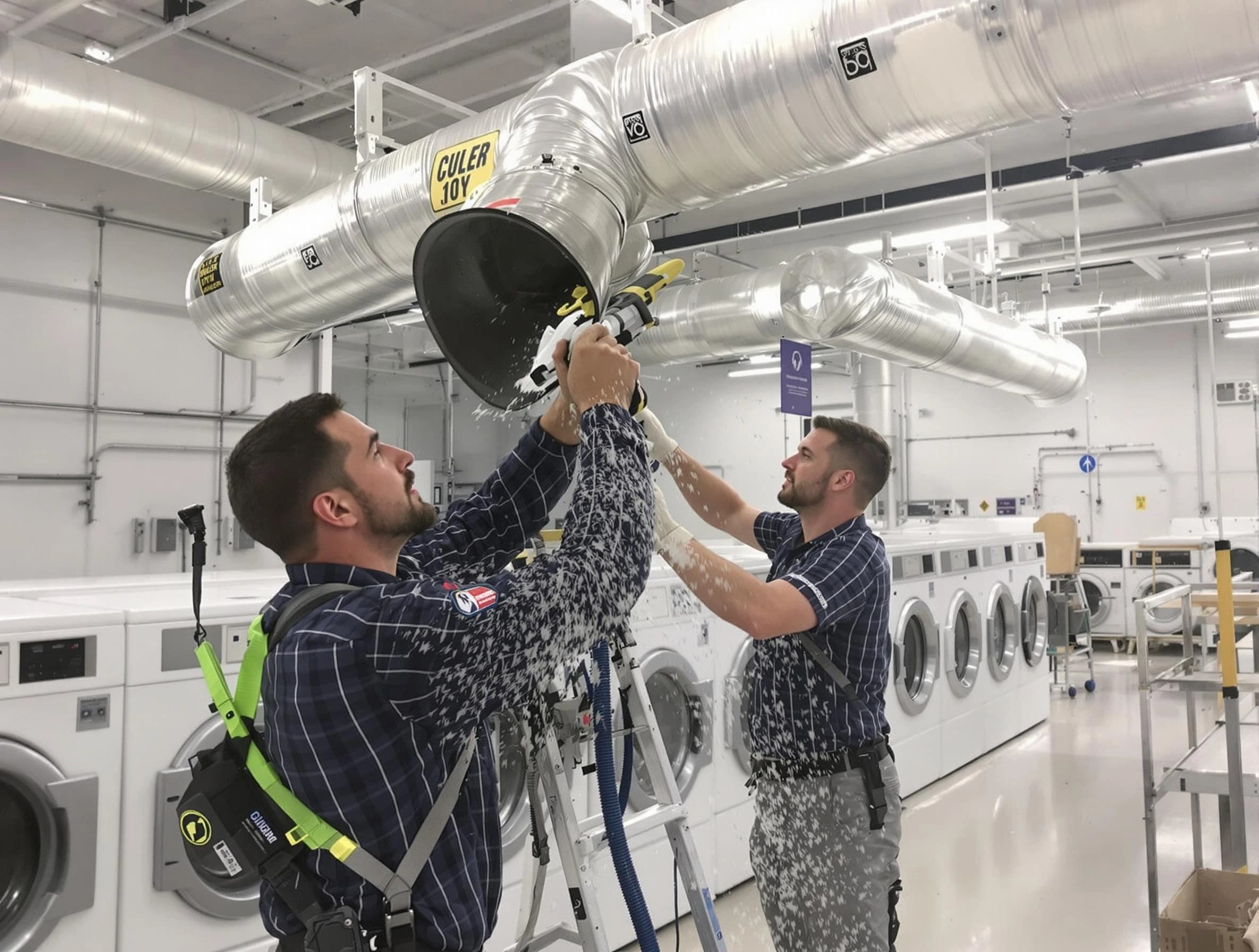 Lake Forest Dryer Vent Cleaning team performing large-scale commercial dryer vent cleaning in Lake Forest