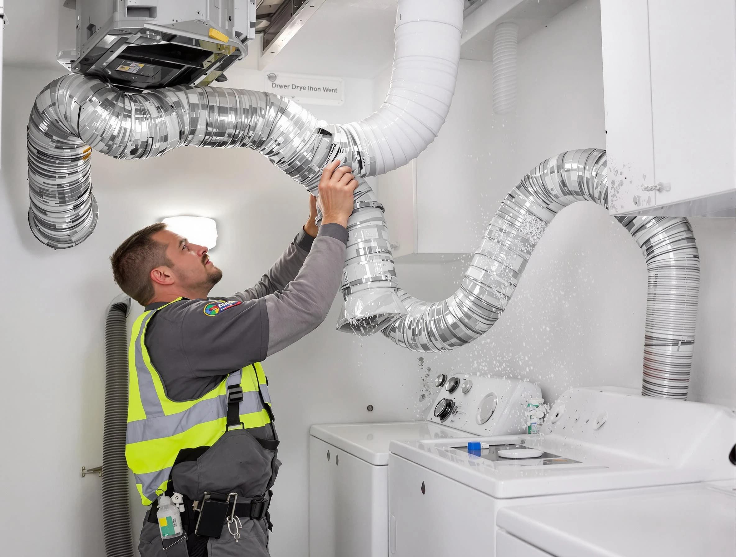 Lake Forest Dryer Vent Cleaning technician performing detailed dryer exhaust vent cleaning at a home in Lake Forest