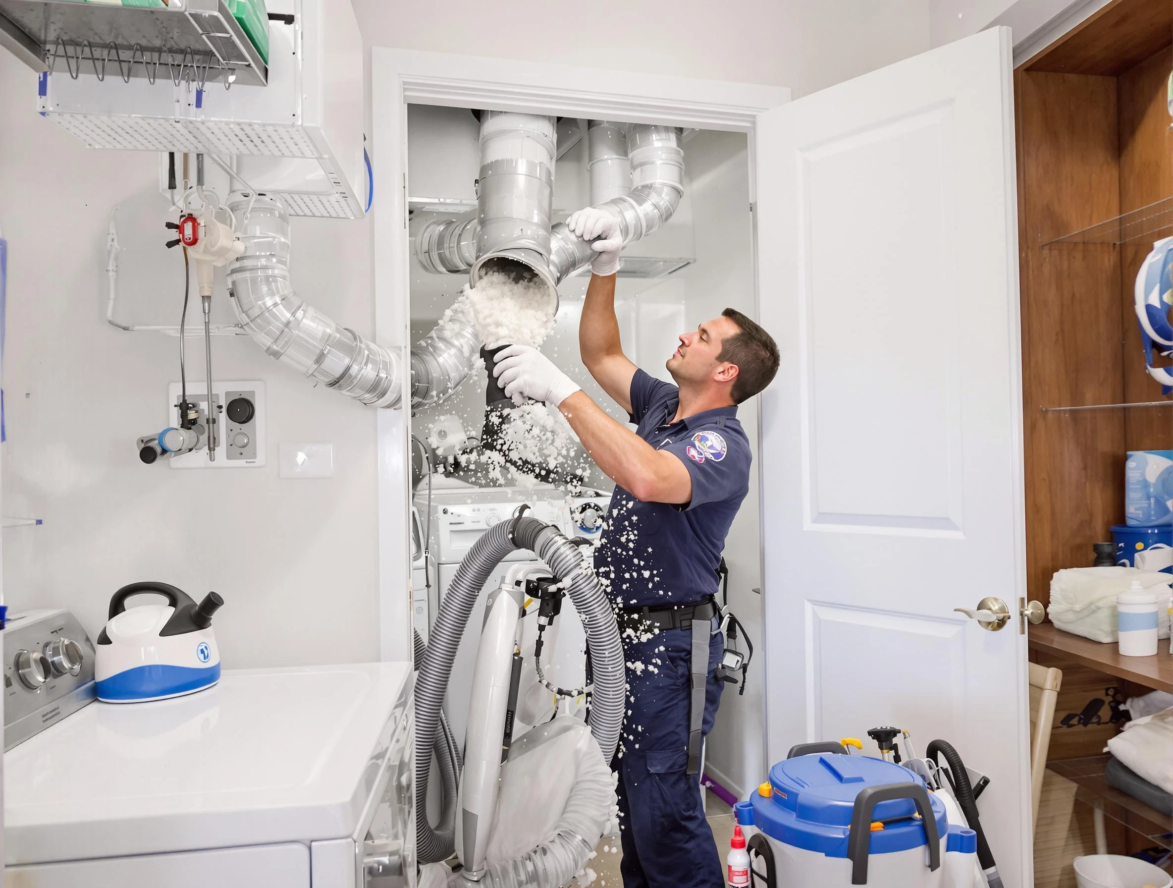 Lake Forest Dryer Vent Cleaning technician delivering thorough residential dryer vent cleaning service in Lake Forest